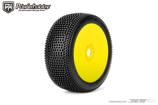 Powerhobby Block In 1/8 Buggy Mounted Tires Yellow (2) Super Soft - PowerHobby