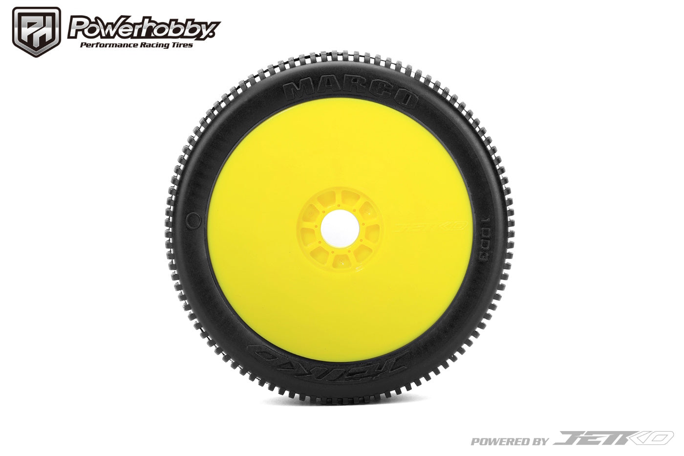 Powerhobby Marco 1/8 Buggy Mounted Tires Yellow Dish Wheels (2) Super Soft - PowerHobby