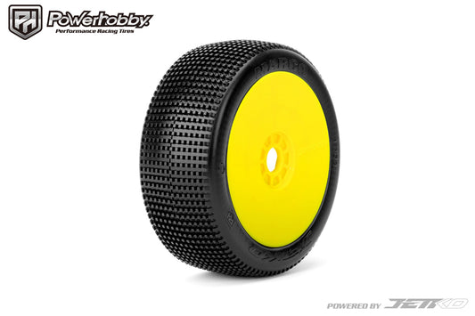 Powerhobby Marco 1/8 Buggy Mounted Tires Yellow Dish Wheels (2) Ultra Soft - PowerHobby