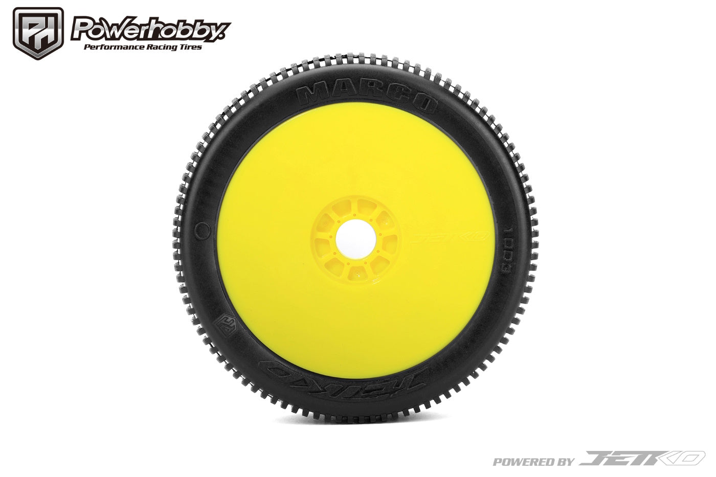 Powerhobby Marco 1/8 Buggy Mounted Tires Yellow Dish Wheels (2) Ultra Soft - PowerHobby