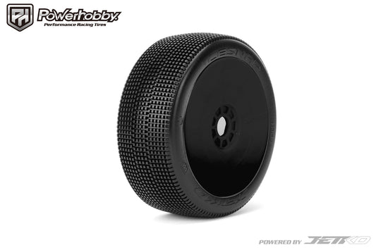 Powerhobby Lesnar 1/8 Buggy Mounted Tires Black Dish Wheels (2) Ultra Soft - PowerHobby