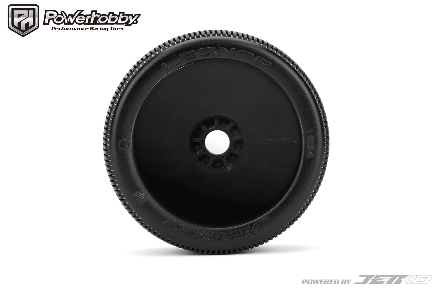 Powerhobby Lesnar 1/8 Buggy Mounted Tires Black Dish Wheels (2) Medium Soft - PowerHobby