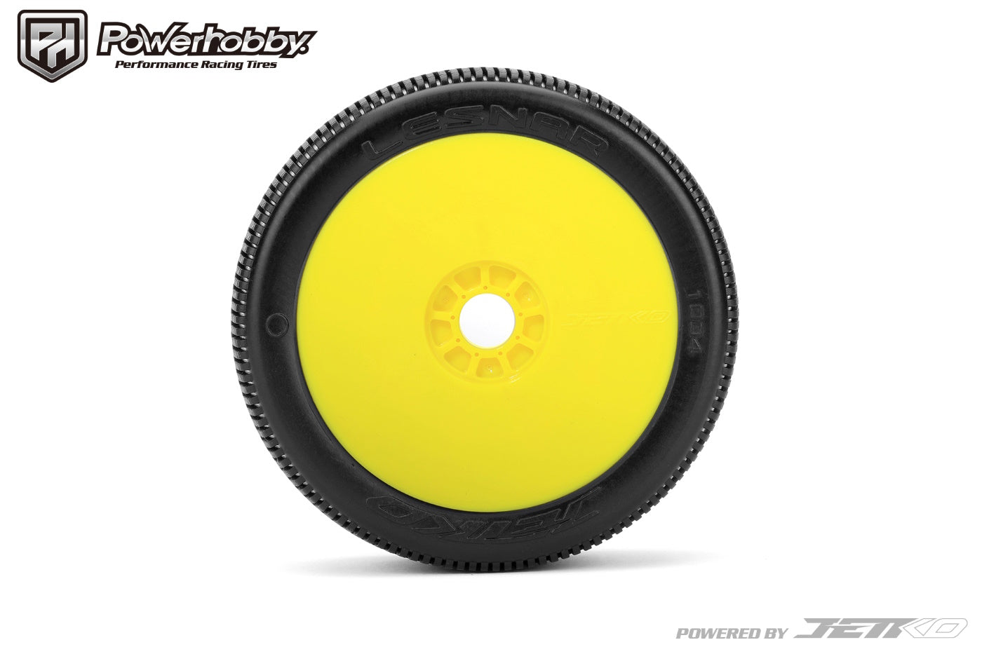 Powerhobby Lesnar 1/8 Buggy Mounted Tires Yellow Dish Wheels (2) Super Soft - PowerHobby