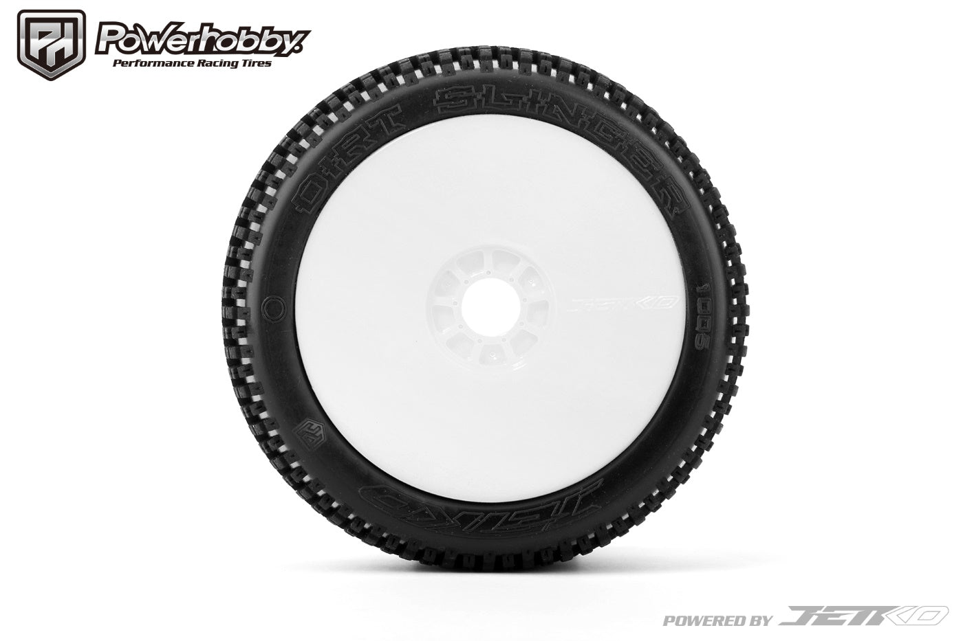 Powerhobby Dirt Slinger 1/8 Buggy Mounted Tires White Dish Wheels (2) Ultra Soft - PowerHobby