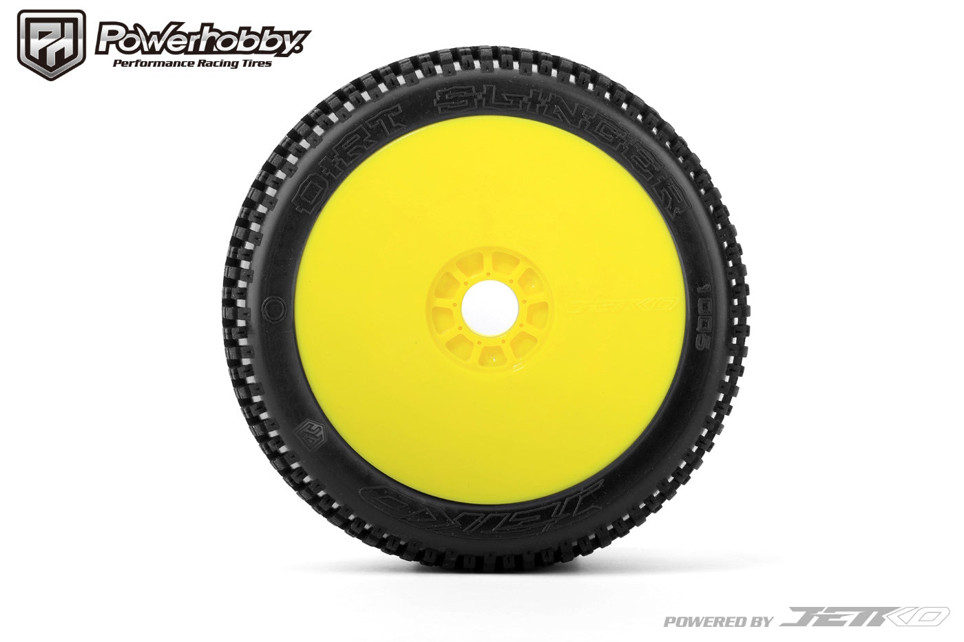 Powerhobby Dirt Slinger 1/8 Buggy Mounted Tires Yellow Dish Wheels (2) Ultra Soft - PowerHobby