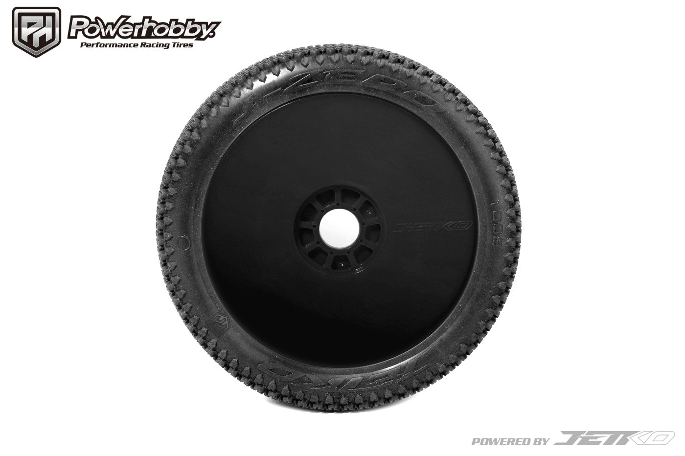 Powerhobby J-Zero 1/8 Buggy Tires Black Dish Wheels (2) Medium Soft Unglued - PowerHobby