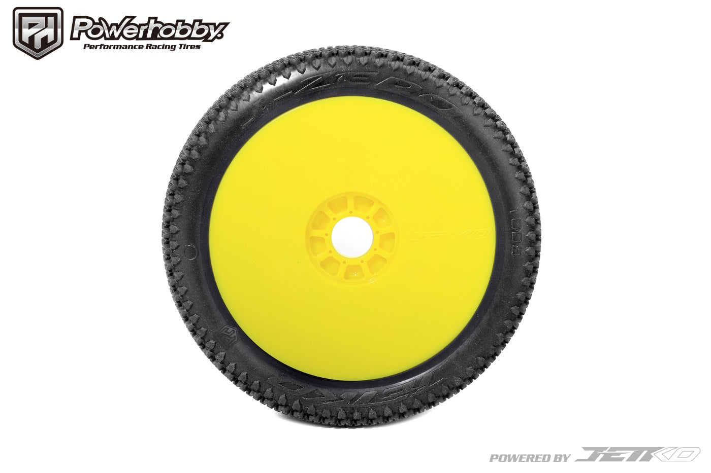 Powerhobby J-Zero 1/8 Buggy Mounted Tires Yellow Dish Wheels (2) Medium Soft - PowerHobby