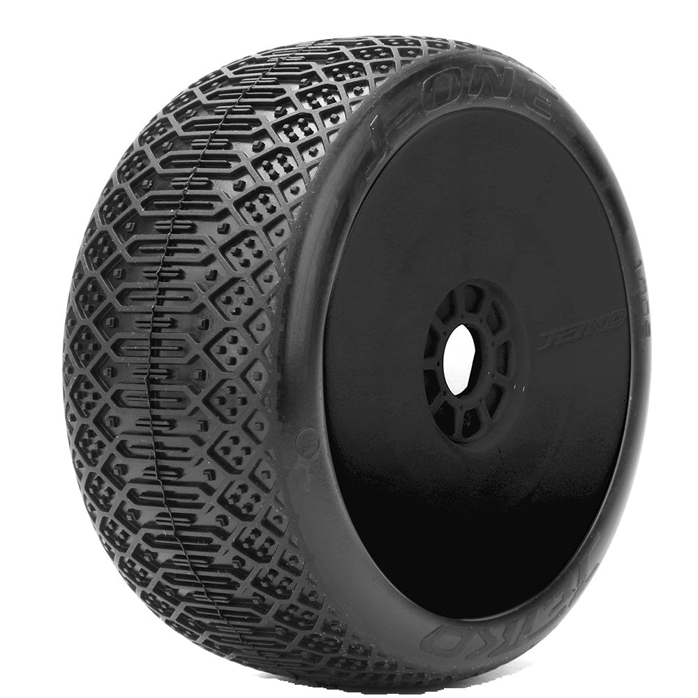 Powerhobby J-ONE 1/8 Buggy Tires Black Dish Wheels Mounted (2) Medium Soft