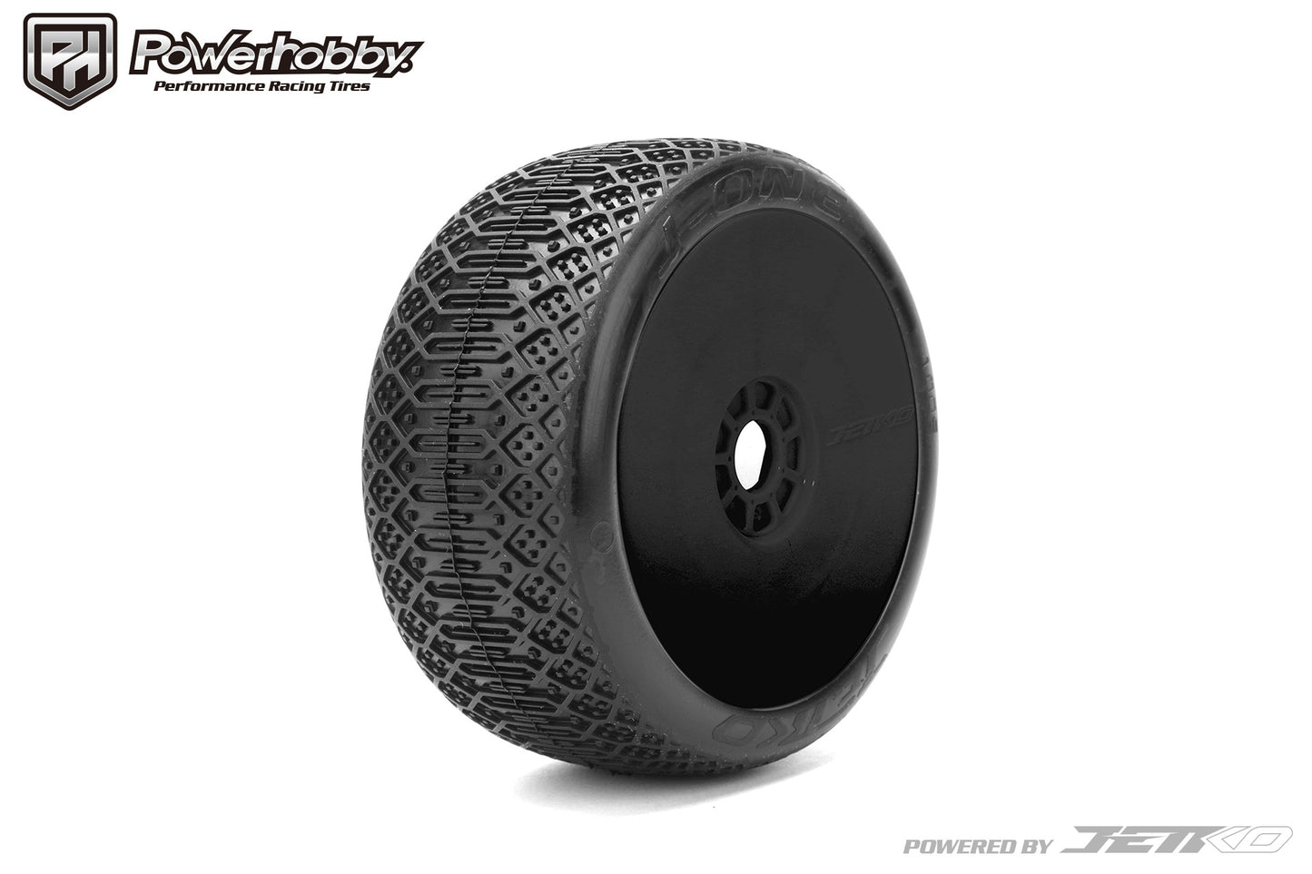 Powerhobby J-ONE 1/8 Buggy Tires w Black Dish Wheels (2) Super Soft Black