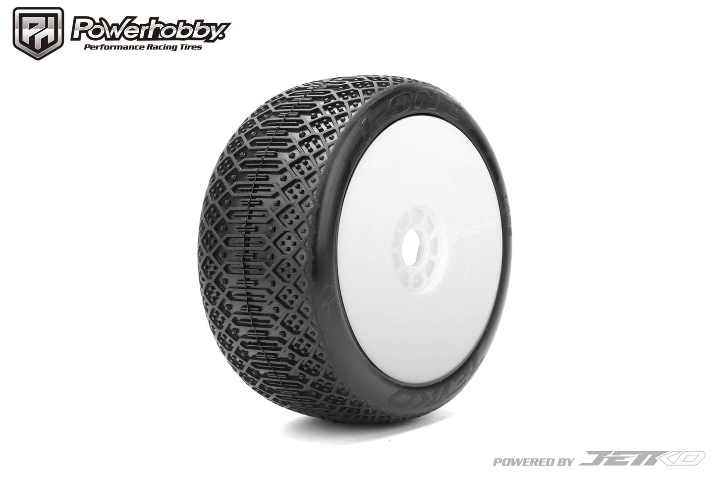 Powerhobby J-ONE 1/8 Buggy Tires w Black Dish Wheels (2) Ultra Soft White