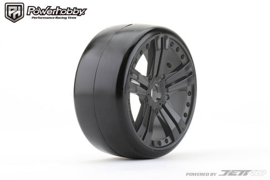 Powerhobby Buster 1/8 GT Slick Belted Mounted Tires 17mm Claw Wheels Medium Soft