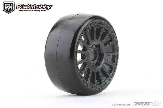 Powerhobby Buster 1/8 GT Slick Belted Mounted Tires 17mm Radial Wheels Medium Soft