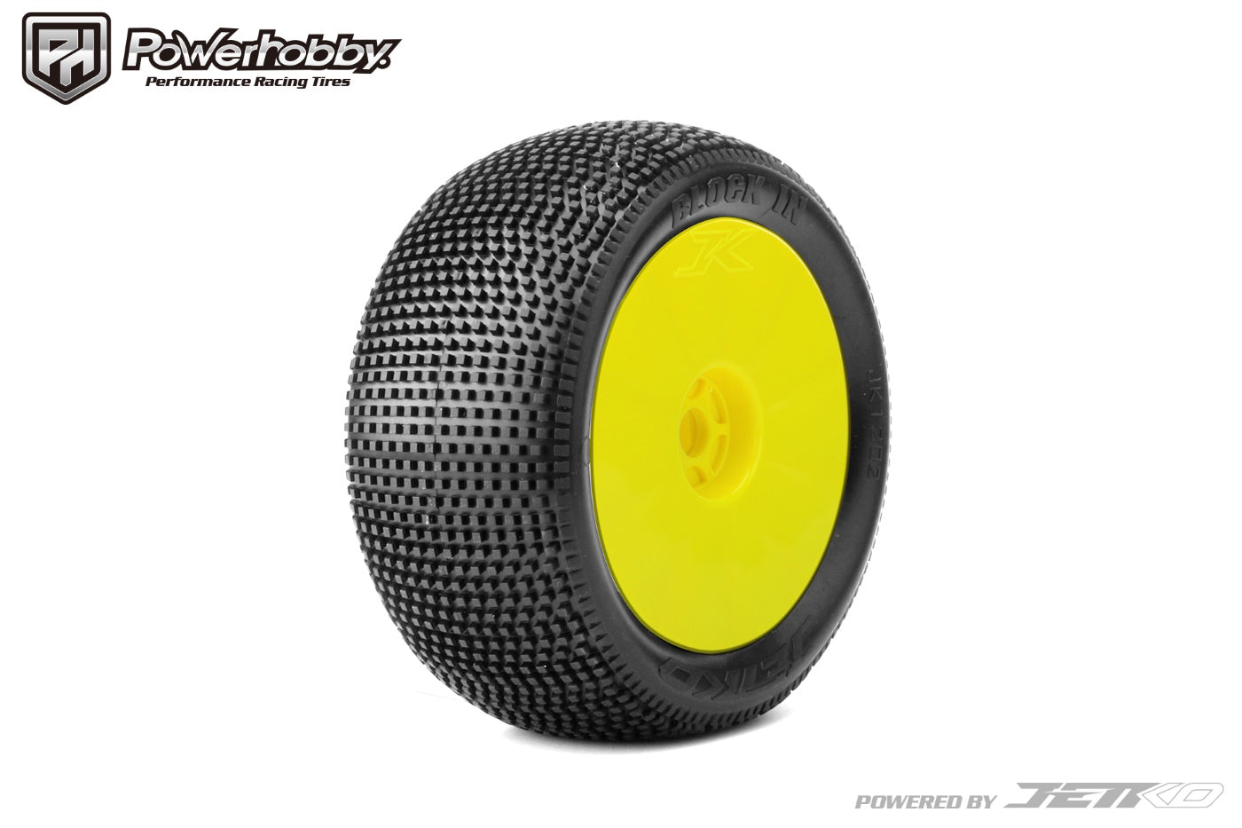 Powerhobby Block In 1/8 Truggy Mounted Tires Yellow Dish Wheels (2) Super Soft - PowerHobby