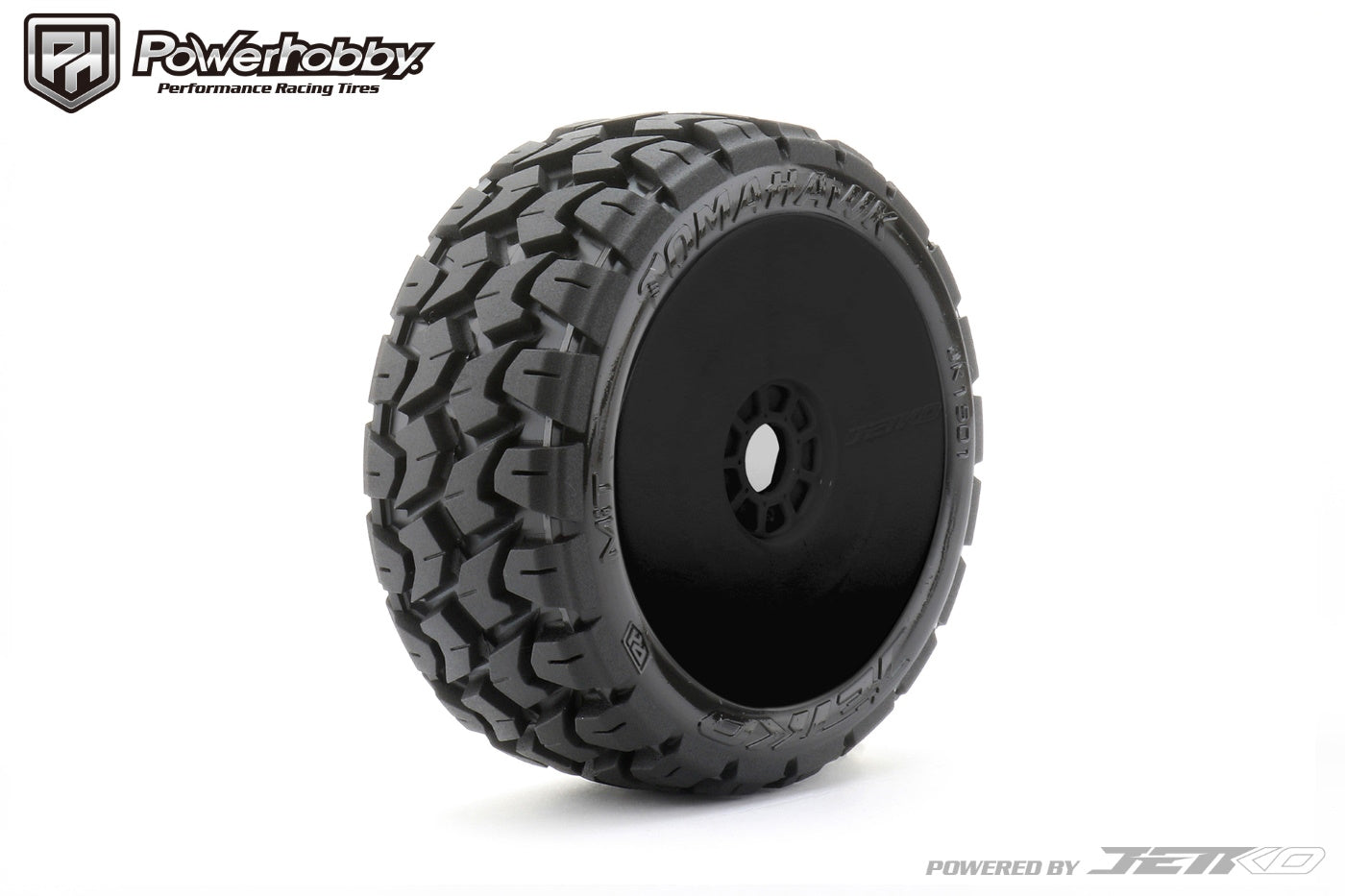 Powerhobby 1/8 Buggy Tomahawk Tires Mounted 17MM Black Dish Wheels - PowerHobby