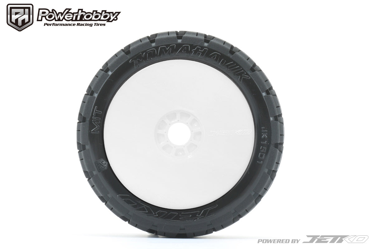 Powerhobby 1/8 Buggy Tomahawk Tires Mounted 17MM White Dish Wheels - PowerHobby