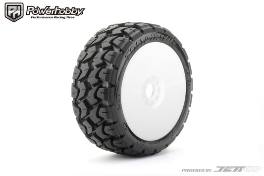 Powerhobby 1/8 Buggy Tomahawk Tires Mounted 17MM White Dish Wheels - PowerHobby