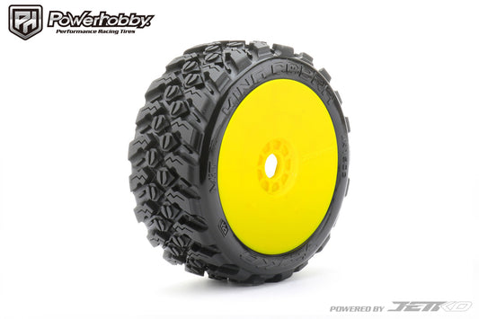 Powerhobby 1/8 Buggy King Cobra Tires Mounted 17MM Dish Yellow Wheels - PowerHobby