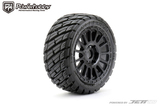 Powerhobby 1/8 Buggy Rockform Tires Mounted on Black Radial Rims - PowerHobby