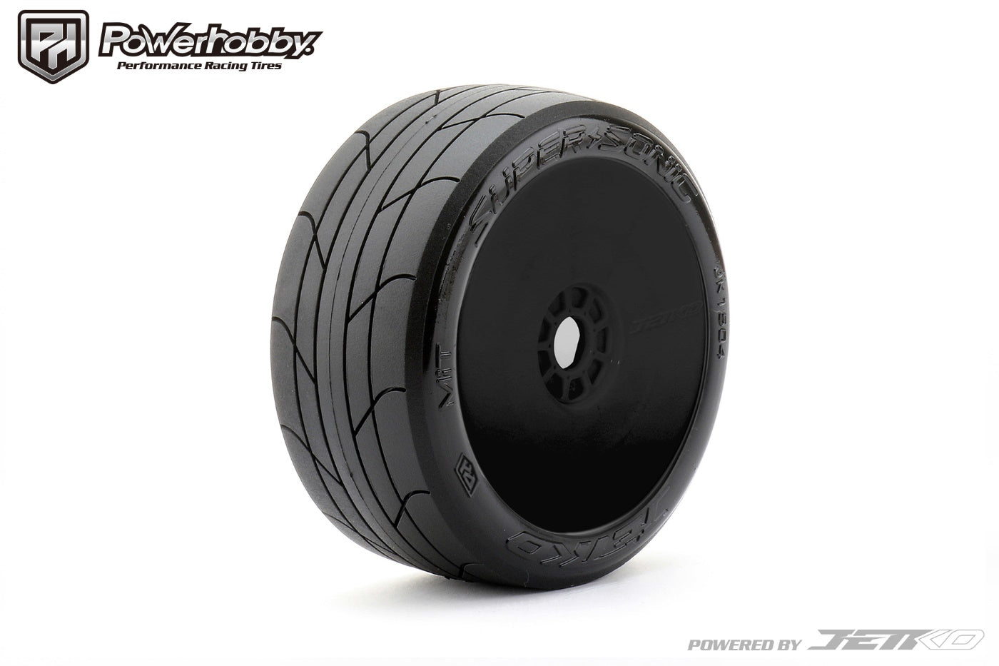 Powerhobby 1/8 Buggy Super Sonic Tires Mounted on Black Dish Wheels - PowerHobby