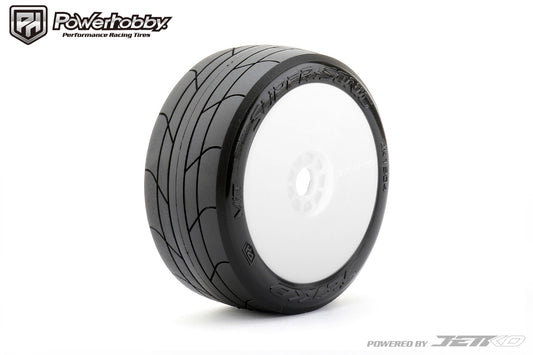 Powerhobby 1/8 Buggy Super Sonic Tires Mounted on White Dish Wheels - PowerHobby