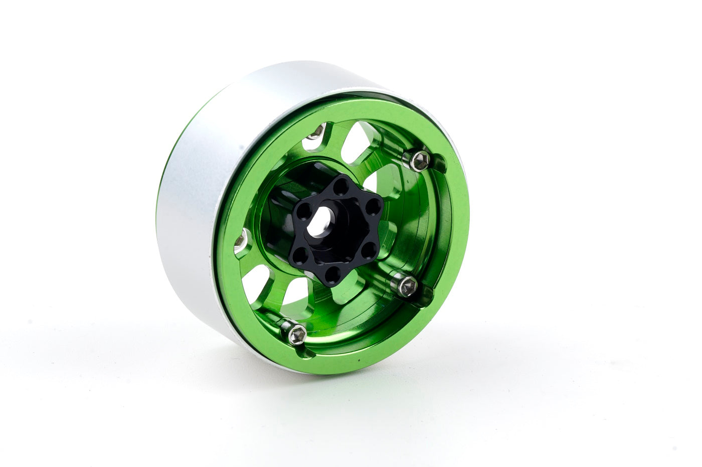 Powerhobby B7 Aluminum 1.9 Beadlock Wheels 9mm Hubs Green (4) 1/10 Rock Crawler - PowerHobby