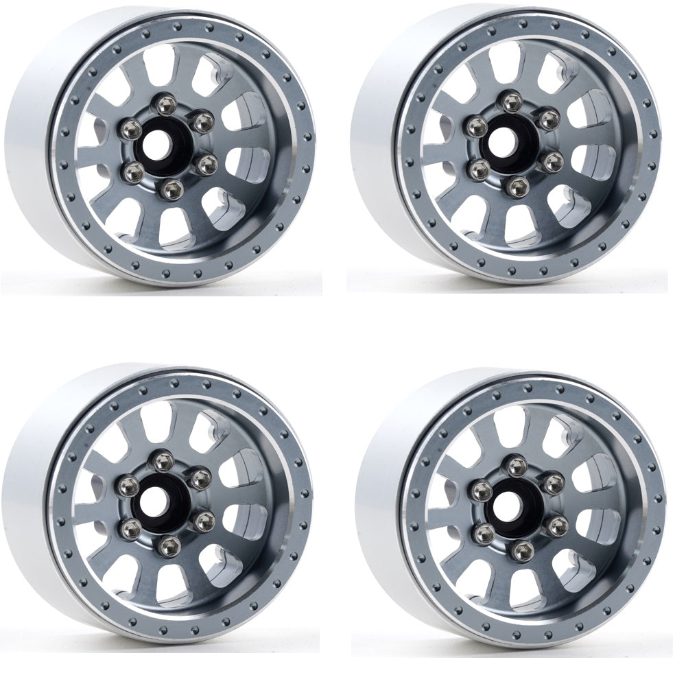 Powerhobby B7 Aluminum 1.9 Beadlock Wheels 9mm Hubs Grey (4) 1/10 Rock Crawler - PowerHobby