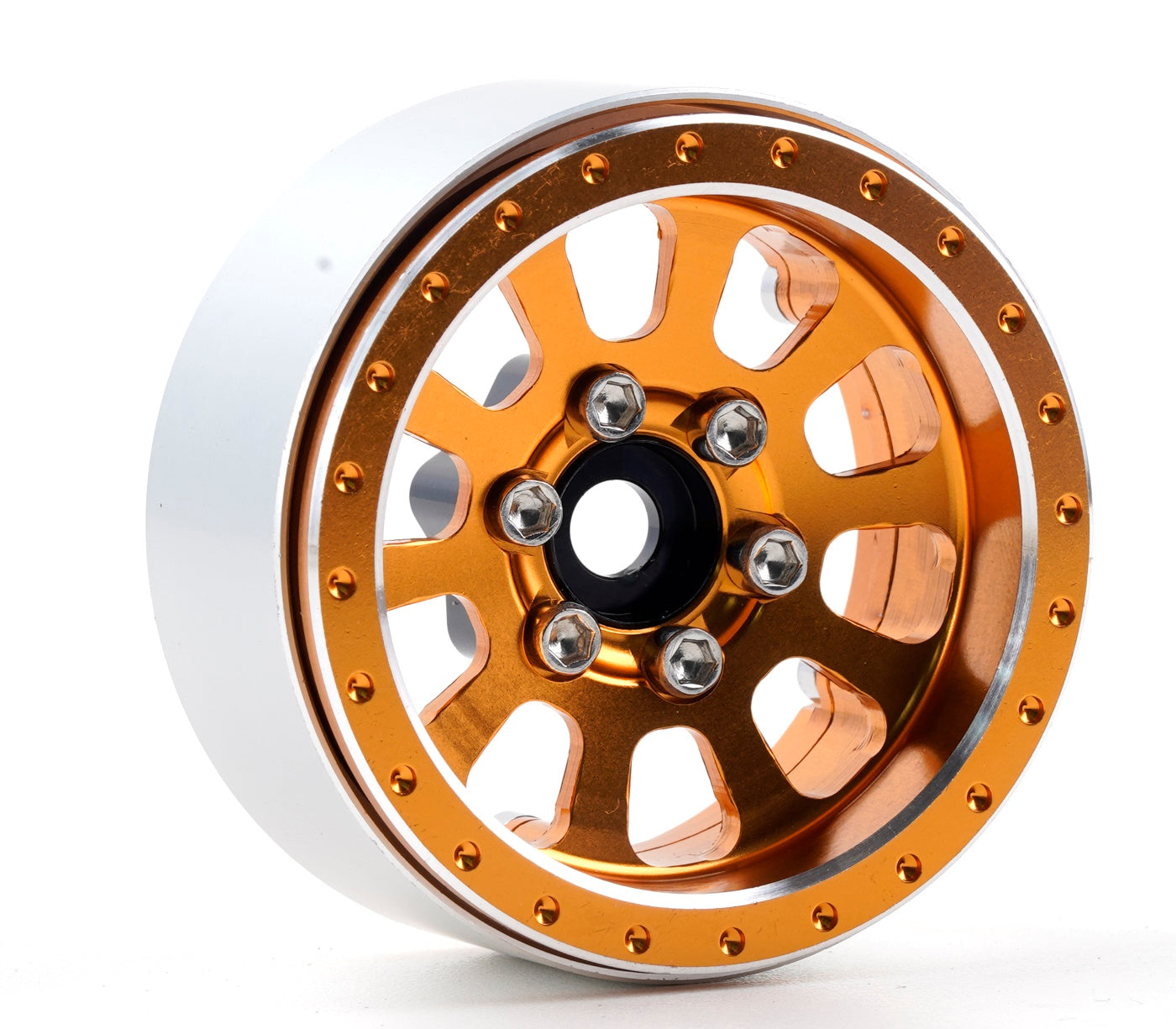 Powerhobby B7 Aluminum 1.9 Beadlock Wheels 9mm Hubs Orange (4) 1/10 Rock Crawler - PowerHobby