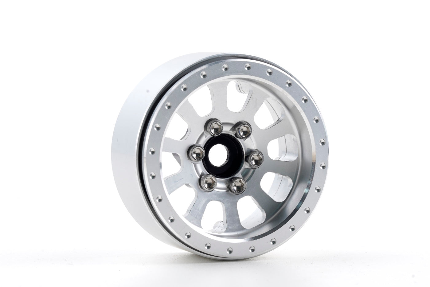 Powerhobby B7 Aluminum 1.9 Beadlock Wheels 9mm Hubs Silver (4) 1/10 Rock Crawler - PowerHobby