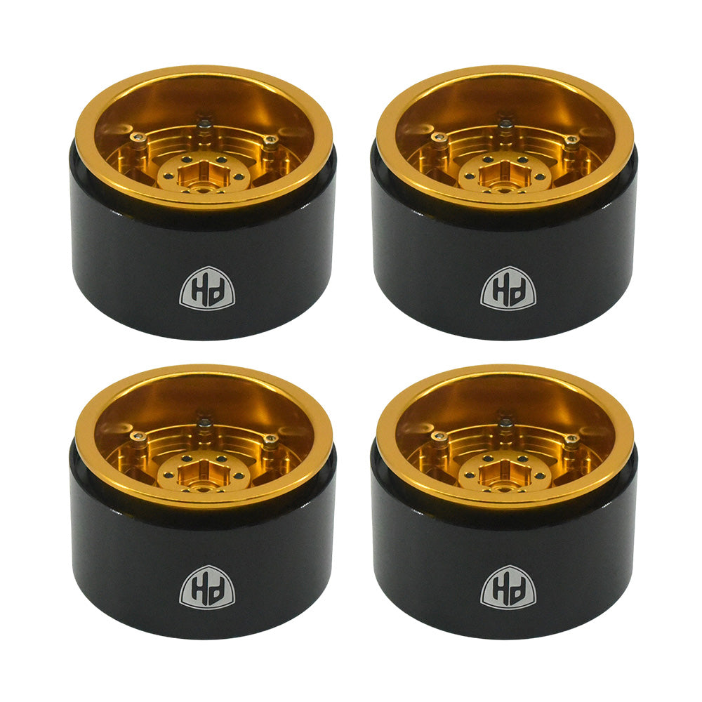 Powerhobby Aluminum 2.2" Beadlock Wheels Gold (4) 1/10 Rock Crawler - PowerHobby