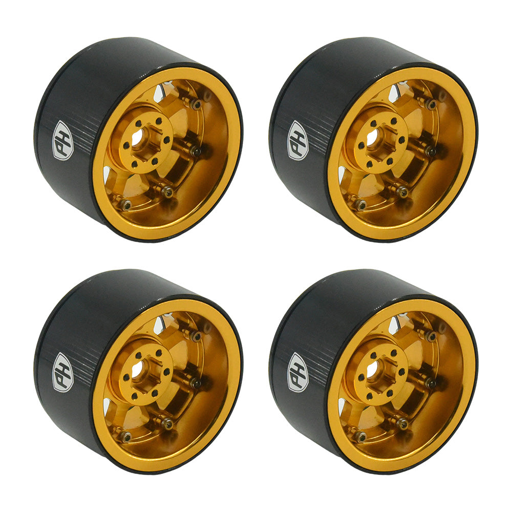 Powerhobby Aluminum 2.2" Beadlock Wheels Gold (4) 1/10 Rock Crawler - PowerHobby