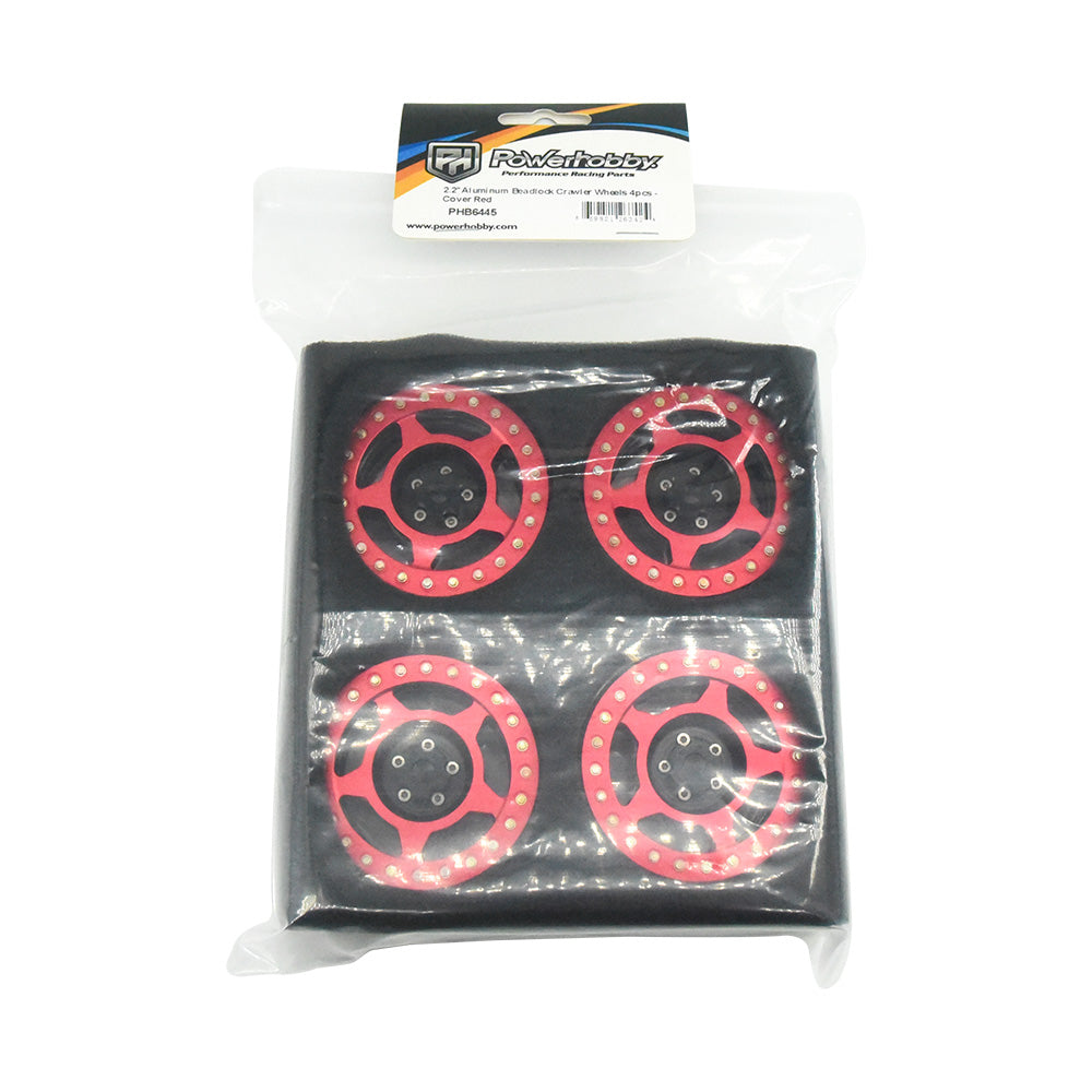 Powerhobby Aluminum 2.2" Beadlock Wheels Red (4) 1/10 Rock Crawler - PowerHobby