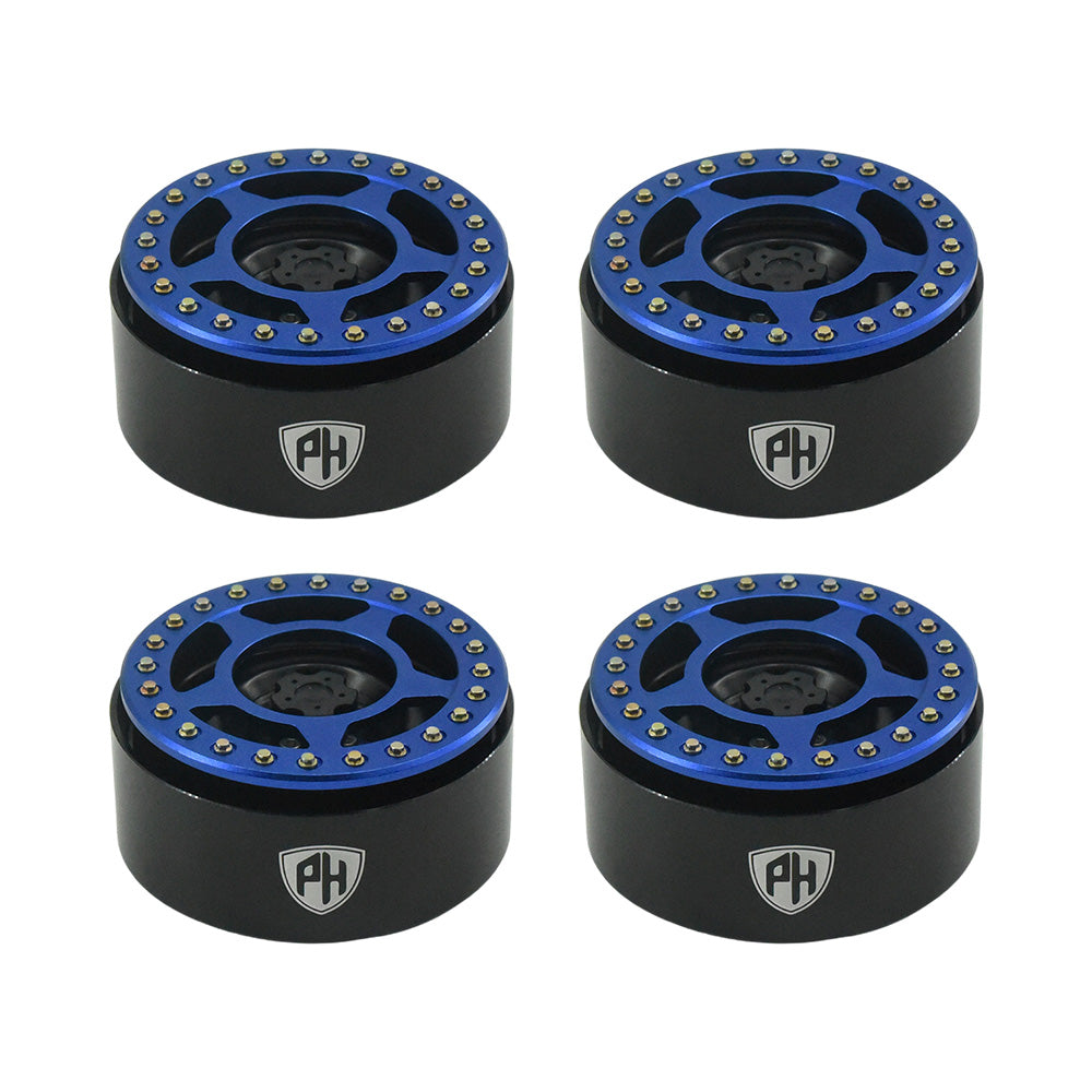 Powerhobby Aluminum 2.2" Beadlock Wheels Blue (4) 1/10 Rock Crawler - PowerHobby