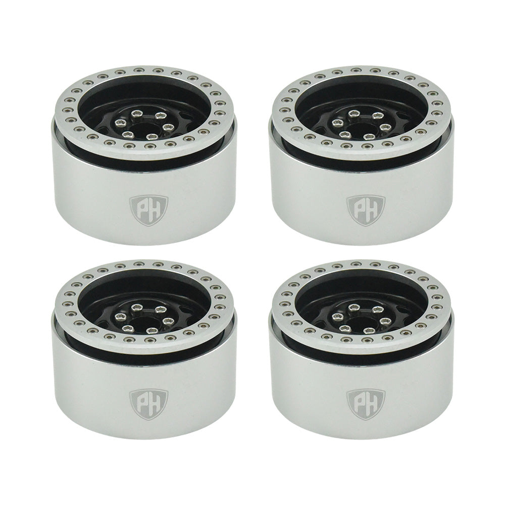 Powerhobby Aluminum 2.2" Beadlock Wheels Black Star (4) 1/10 Rock Crawler - PowerHobby