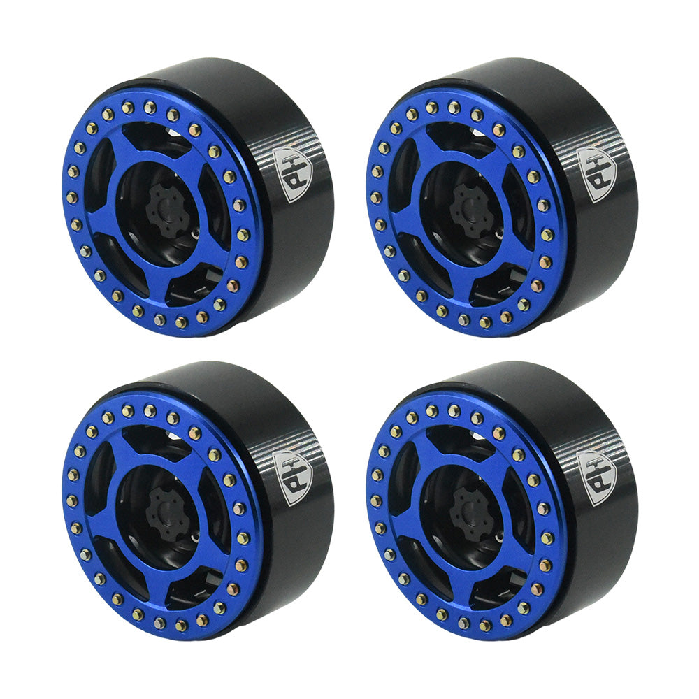 Powerhobby Aluminum 2.2" Beadlock Wheels Blue (4) 1/10 Rock Crawler - PowerHobby