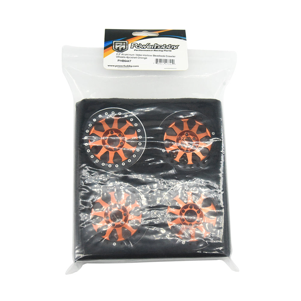 Powerhobby Aluminum 2.2" Beadlock Wheels Orange (4) 1/10 Rock Crawler - PowerHobby