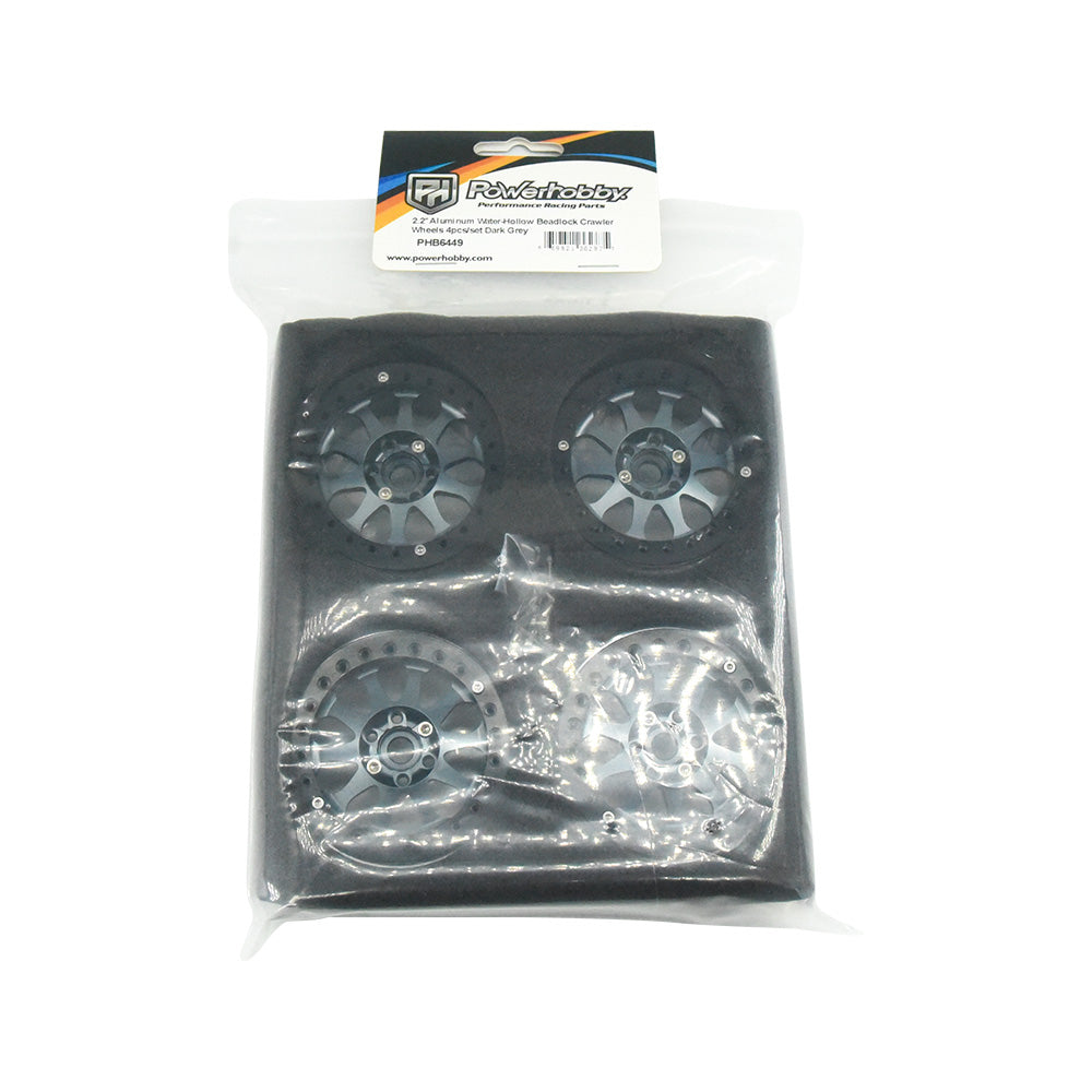 Powerhobby Aluminum 2.2" Beadlock Wheels Grey (4) 1/10 Rock Crawler - PowerHobby