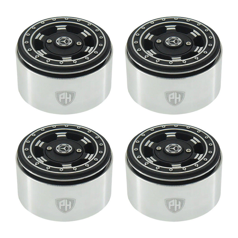 Powerhobby Aluminum 2.2" Beadlock Wheels Black / Silver (4) 1/10 Rock Crawler - PowerHobby