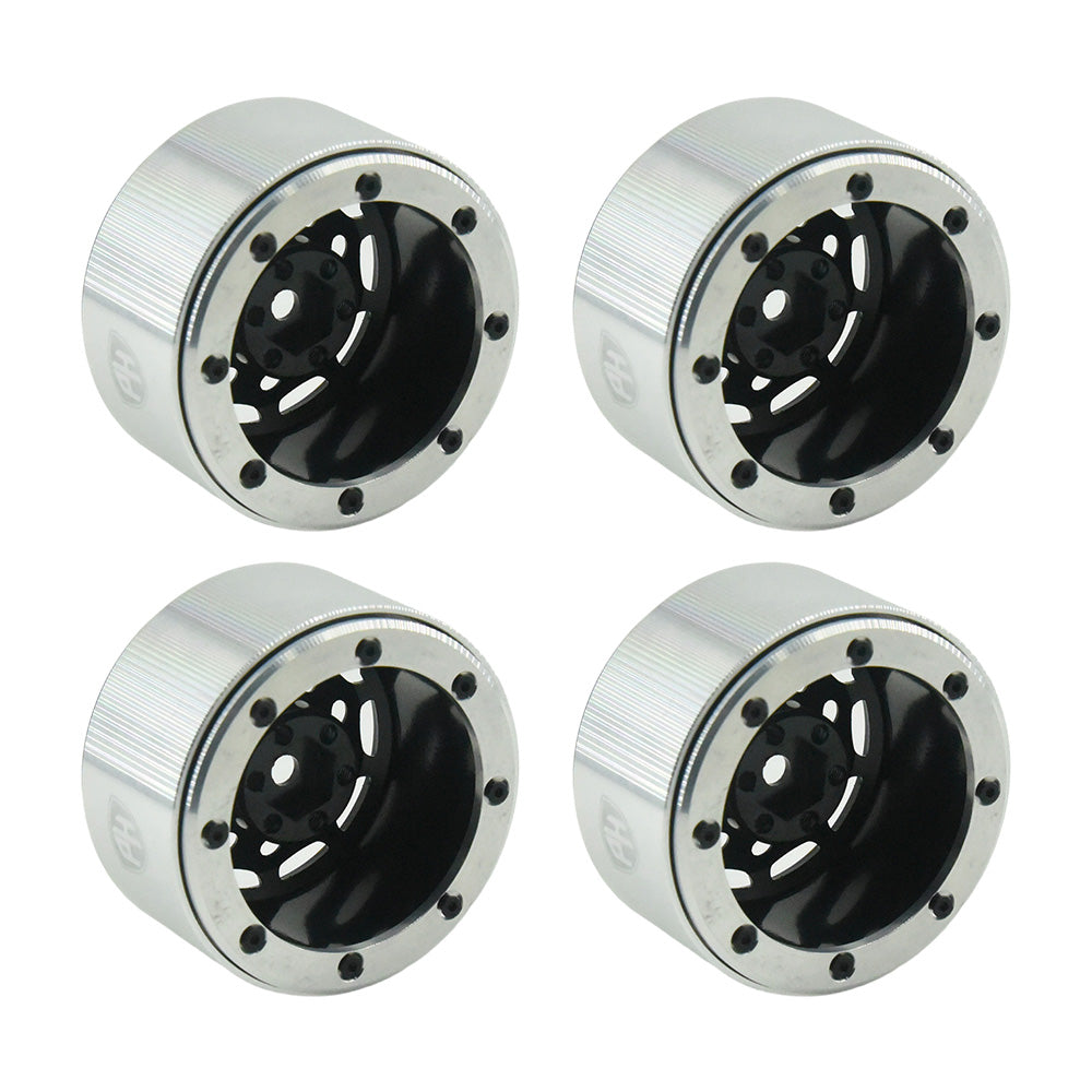 Powerhobby Aluminum 2.2" Beadlock Wheels Silver / Black (4) 1/10 Rock Crawler - PowerHobby