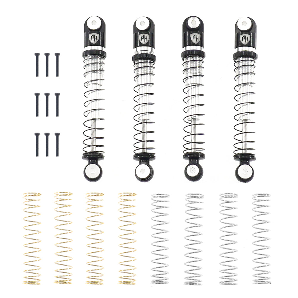 Powerhobby 43mm Aluminum Shocks Threaded (4) Axial 1/24 SCX24 Black