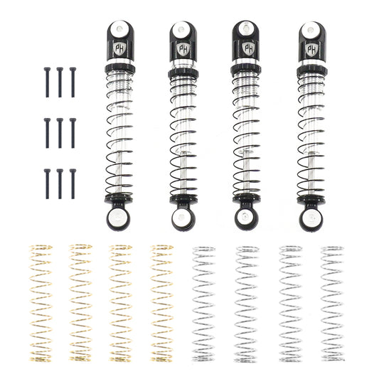 Powerhobby 43mm Aluminum Shocks Threaded (4) Axial 1/24 SCX24 Black