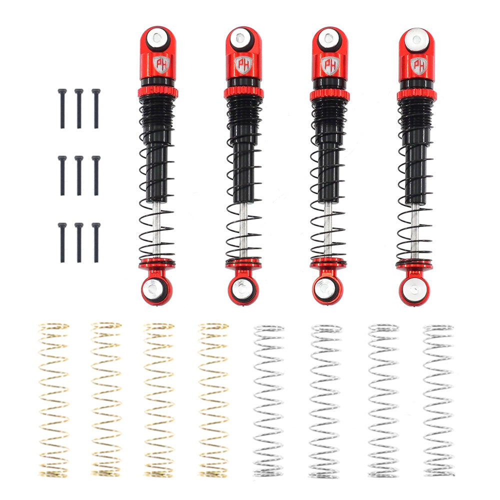 Powerhobby 43mm Aluminum Shocks Threaded (4) Axial 1/24 SCX24 Red