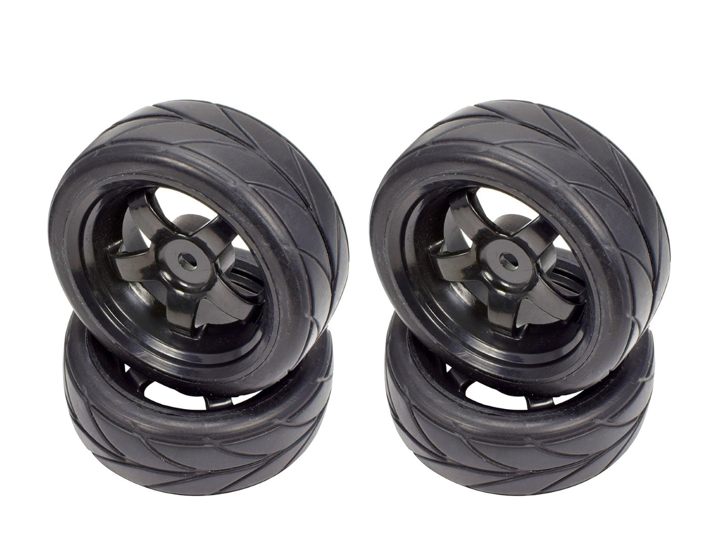 Powerhobby 1/10 On-Road Car Black 5 Spoke Wheels / V Tread Tires