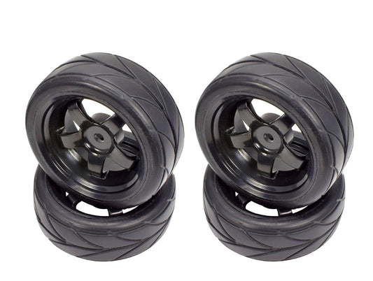 Powerhobby 1/10 On-Road Car Black 5 Spoke Wheels / V Tread Tires