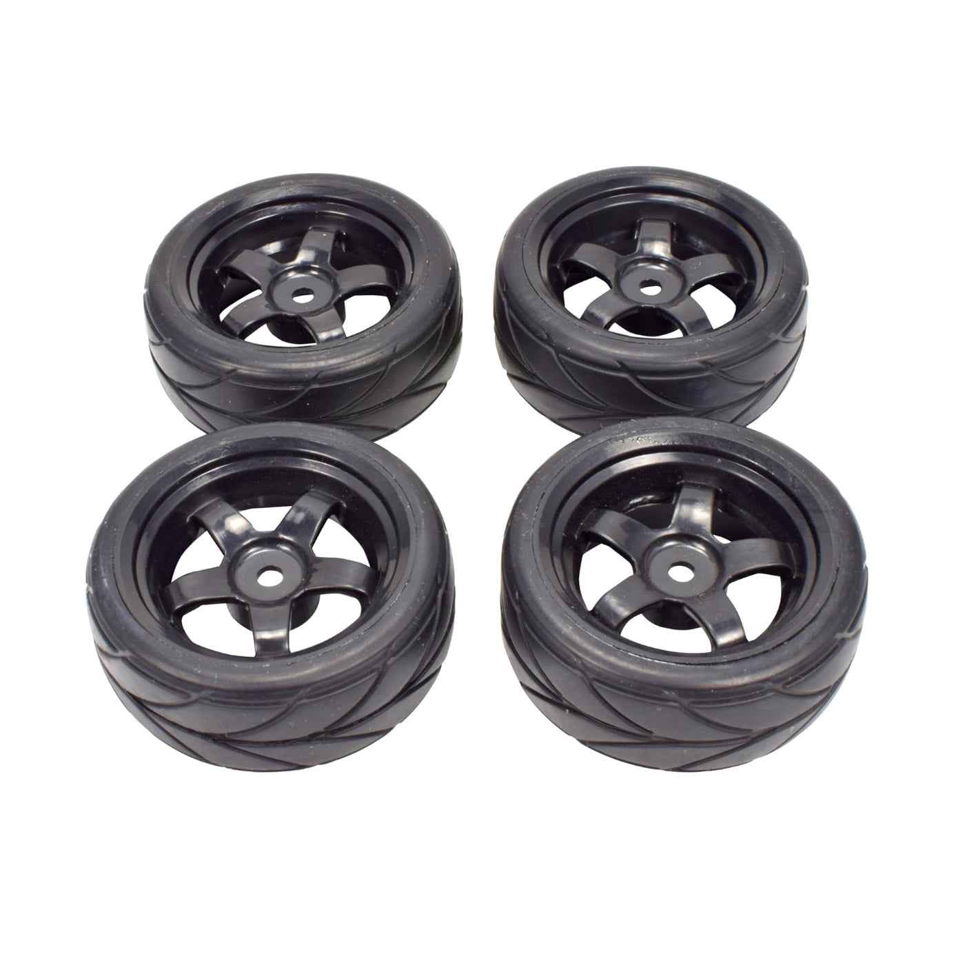 Powerhobby 1/10 On-Road Car Black 5 Spoke Wheels / V Tread Tires