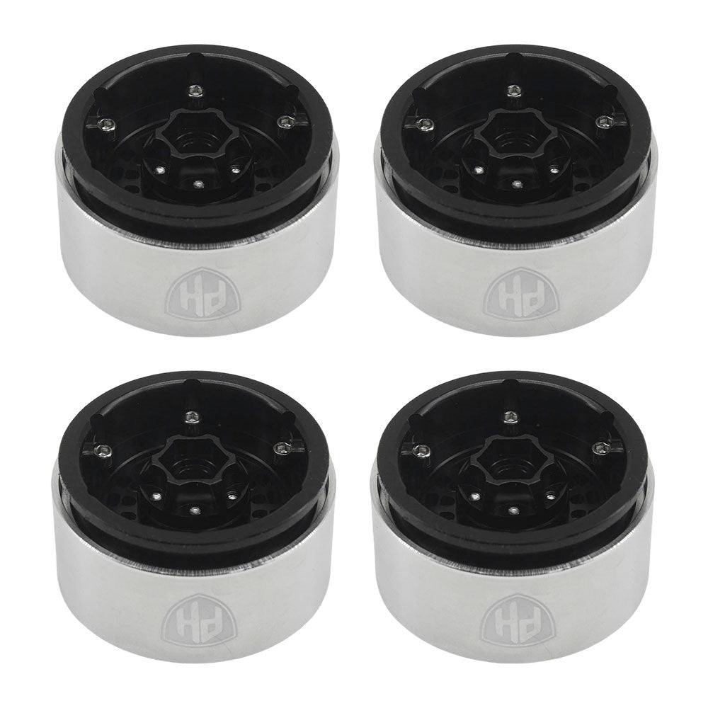 Powerhobby 1.9" 10MM Offset Aluminum Wheels Black (4) 1/10 Cralwer