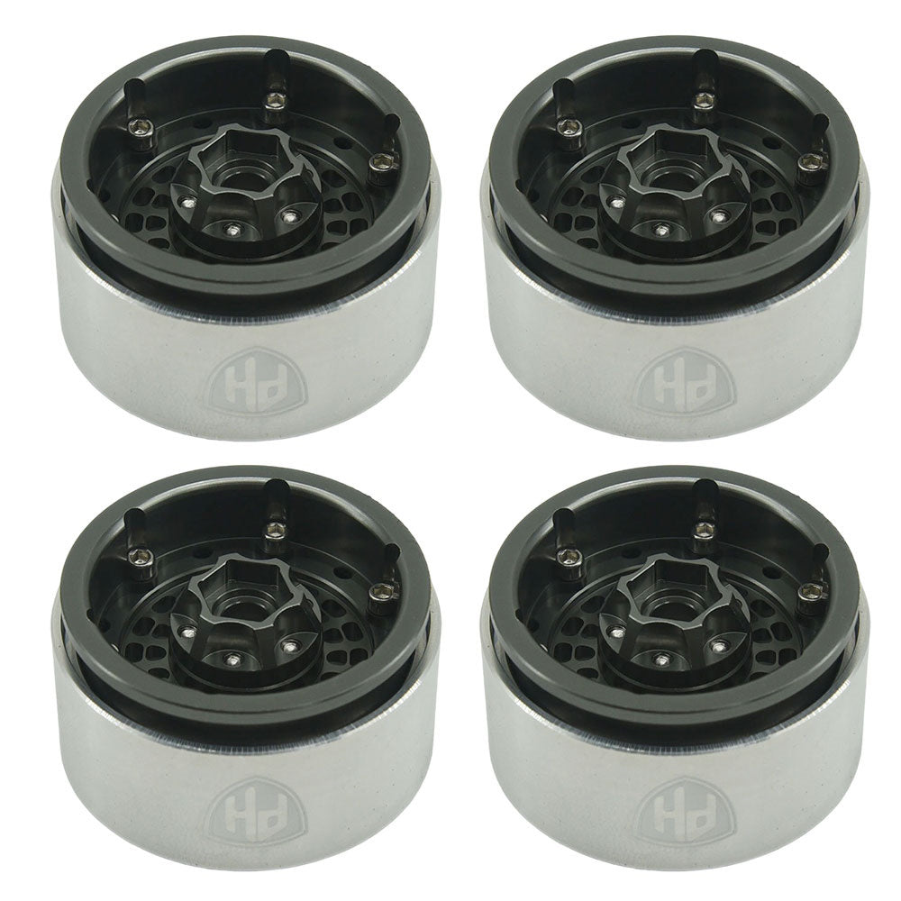 Powerhobby 1.9" 10MM Offset Aluminum Wheels Titanium (4) 1/10 Crawler