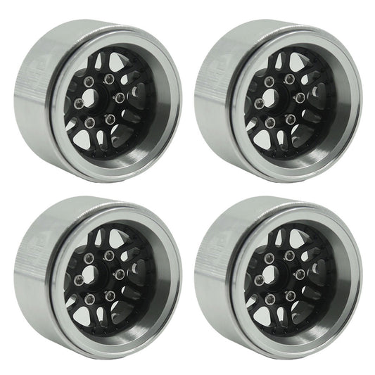 Powerhobby 1.9" 10MM Offset Aluminum Wheels Black (4) 1/10 Crawler