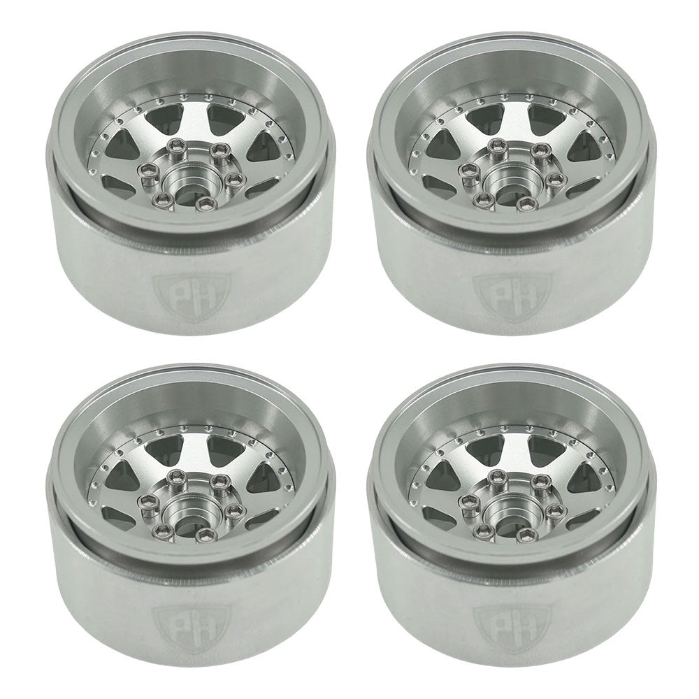 Powerhobby 1.9" 10MM Offset Aluminum Wheels Silver (4) 1/10 Crawler