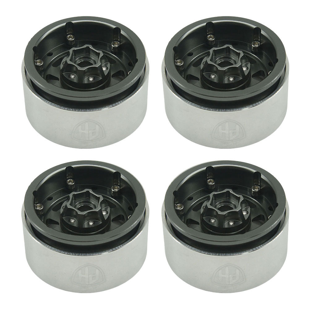 Powerhobby 1.9" 10MM Offset Aluminum Wheels Titanium (4) 1/10 Crawler