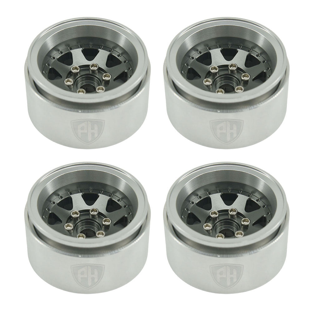 Powerhobby 1.9" 10MM Offset Aluminum Wheels Titanium (4) 1/10 Crawler